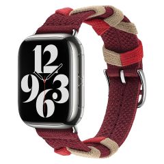 Apple Watch 10 42 mm Uyumlu Kumaş Örgü Kordon Hermes Bridon Üç Boyutlu Tasarım Kayış