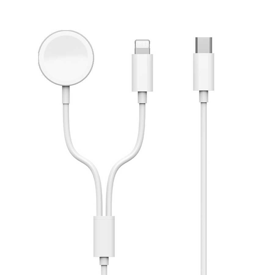 Wiwu M10 2 in 1 Wireless ve Lightning PD Şarj Kablosu Beyaz