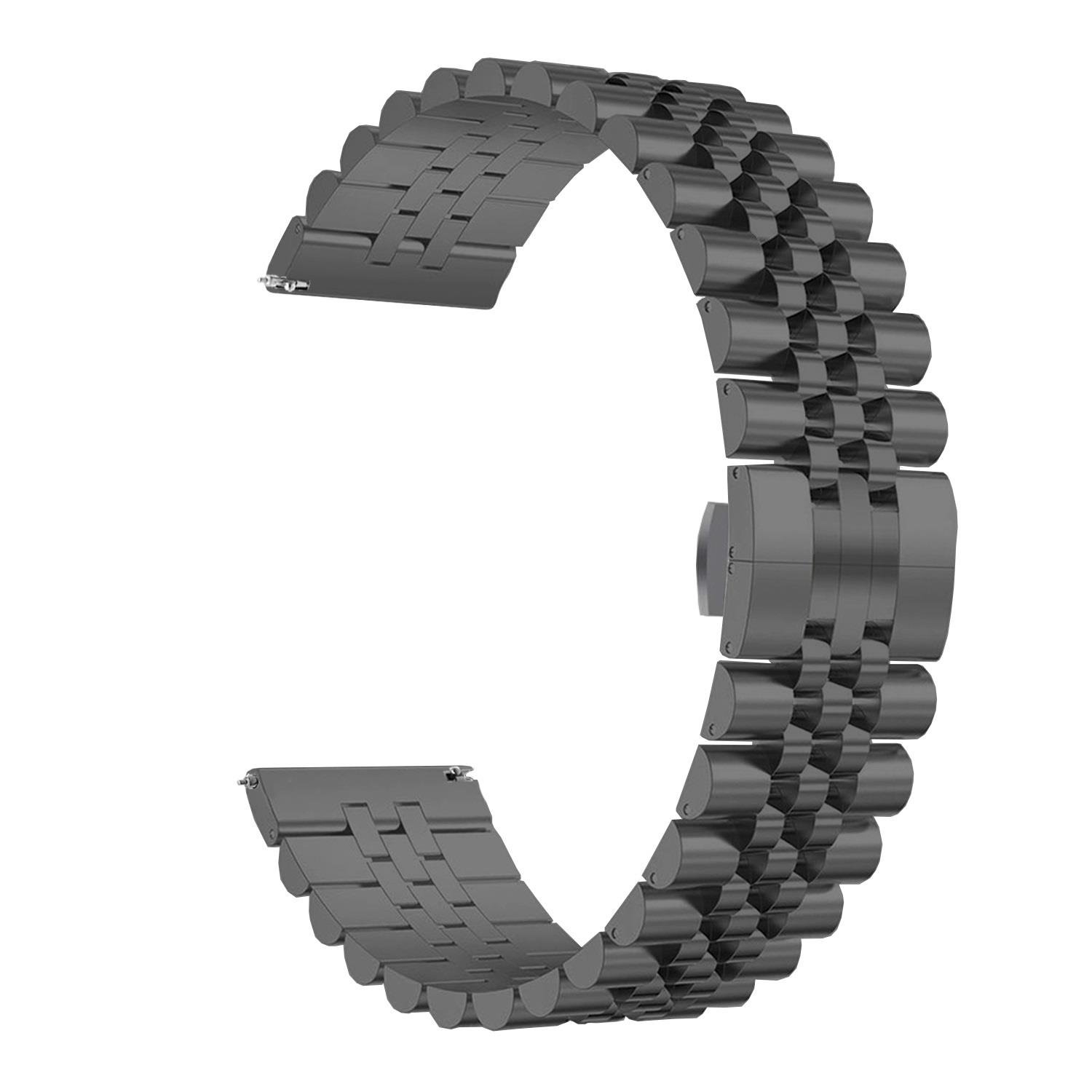 Samsung Galaxy Watch 3 41 mm Uyumlu Metal Kordon Rolex Style Jubilee Hafif Metal Kayış Siyah
