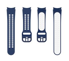 Samsung Galaxy Watch 6 40 / 44 mm Delikli Silikon Kordon Tam Uyumlu Pim Tasarımı Renkli Spor Kayış Lacivert - Beyaz
