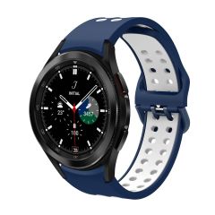Samsung Galaxy Watch 6 40 / 44 mm Delikli Silikon Kordon Tam Uyumlu Pim Tasarımı Renkli Spor Kayış Lacivert - Beyaz