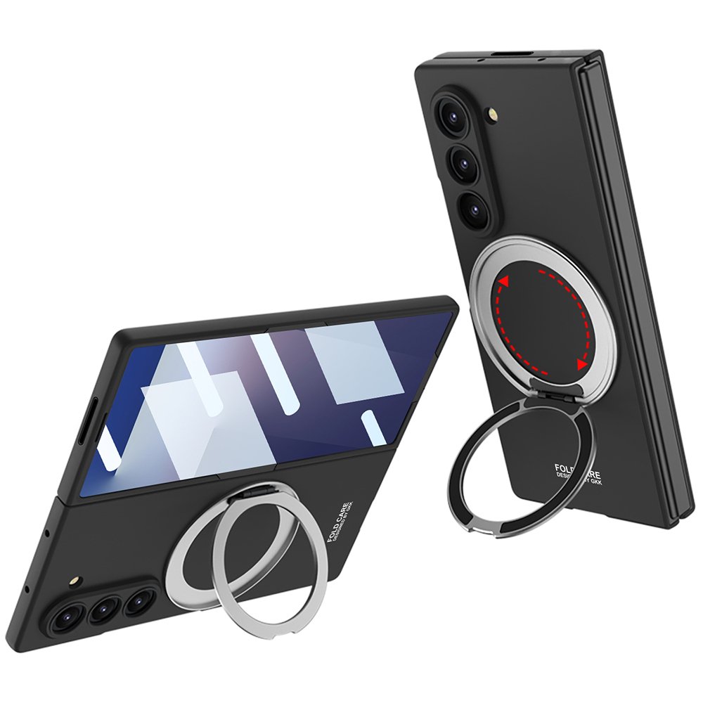 Galaxy Z Fold 7 uyumlu MagSafe Kılıf Standlı Kamera Korumalı Premium Kapak Mat Tasarım Siyah