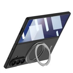 Galaxy Z Fold 7 uyumlu MagSafe Kılıf Standlı Kamera Korumalı Premium Kapak Mat Tasarım Siyah