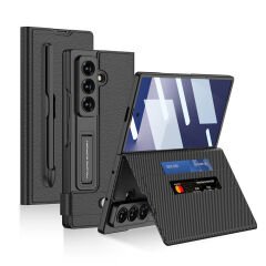 Galaxy Z Fold 7 uyumlu Kalemlikli Kapaklı Cüzdan Kılıf Standlı Kamera Korumalı Kartlıklı Kapak
