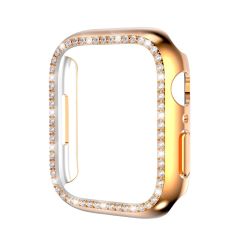 Apple Watch 8 45 mm uyumlu Kasa Koruyucu Taşlı Tasarım Metalik Renk Gövde Koruma (Önü Açık) Rose Gold