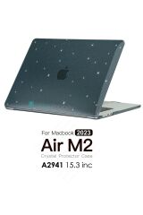 MacBook Air 15 M2 2023 A2941 15.3'' uyumlu Kılıf Simli Parlak Koruyucu Kapak Yaldızlı Hava Kanallı