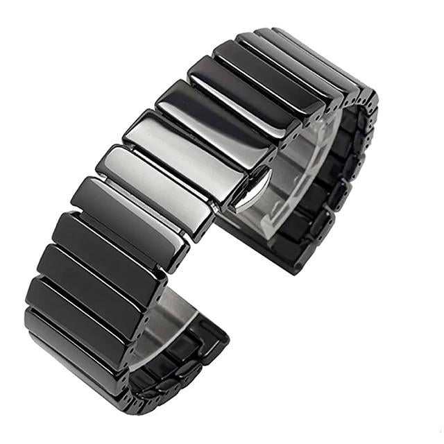Samsung Galaxy Watch 7 40 / 44 mm Uyumlu Seramik Kordon Premium Seramik Kayış Siyah
