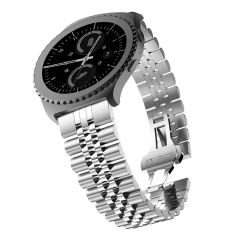 Samsung Galaxy Watch 46 mm Uyumlu Metal Kordon Rolex Style Jubilee Hafif Metal Kayış Gümüş