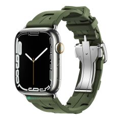 Apple Watch 10 42 mm Uyumlu Spor Silikon Kordon Hermes Kilim Motifli Kayış Katlanabilir Toka