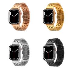Apple Watch 7 6 SE 5 4 3 2 1 - 45 / 44 / 42 mm uyumlu Metal Kordon Premium Paslanmaz Çelik Kayış Siyah