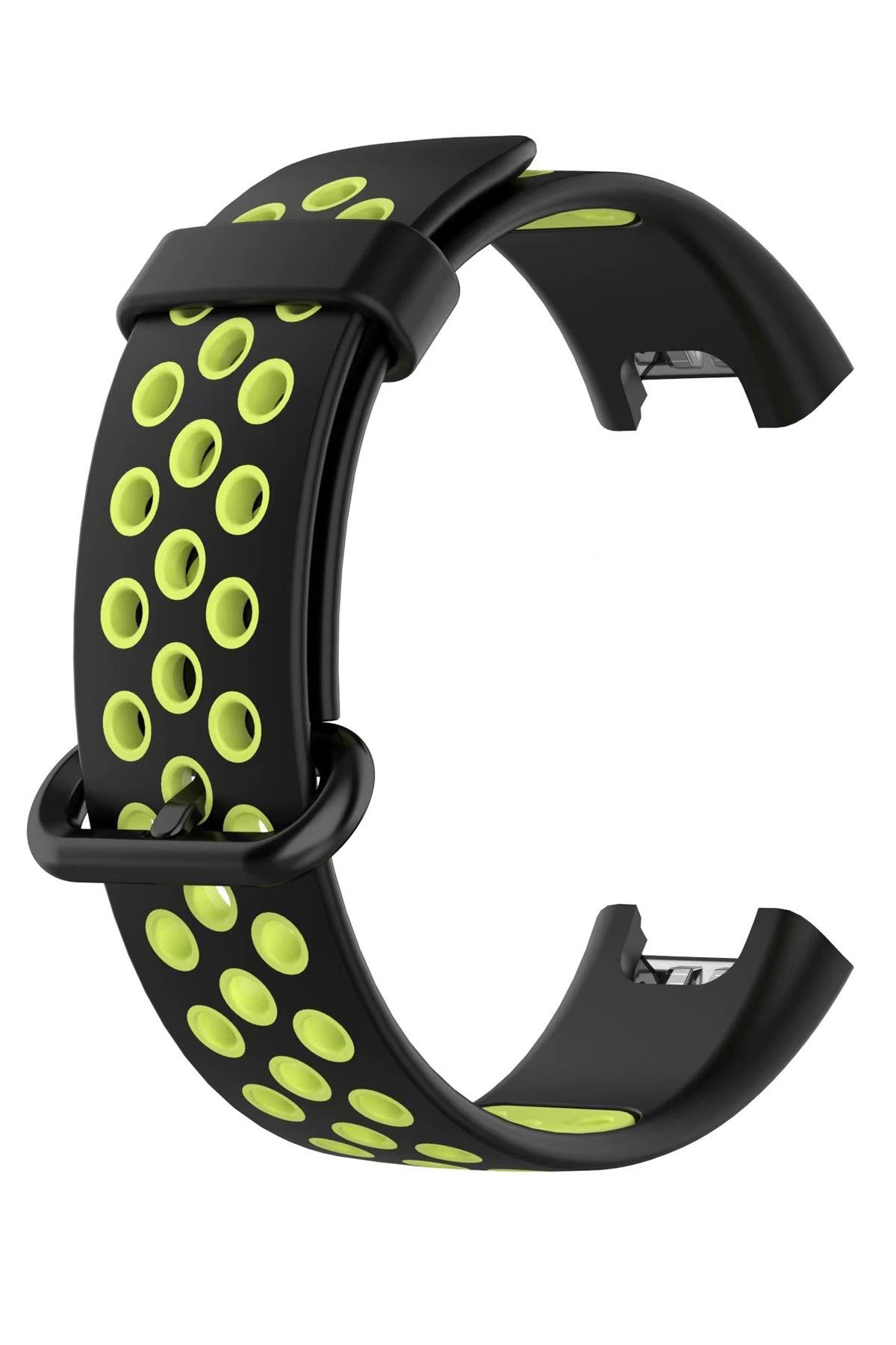 Redmi Watch 2 Lite Delikli Silikon Kordon Tam Uyumlu Pim Tasarımı Renkli Spor Kayış Siyah - Sarı