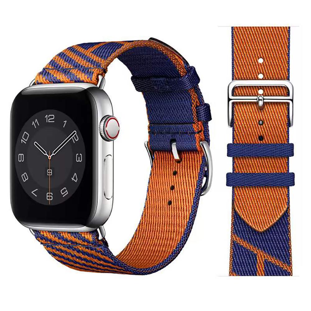 Apple Watch 7 45 mm uyumlu Hasır Kumaş Kordon Renkli Özgün Tasarım Kayış No: 05